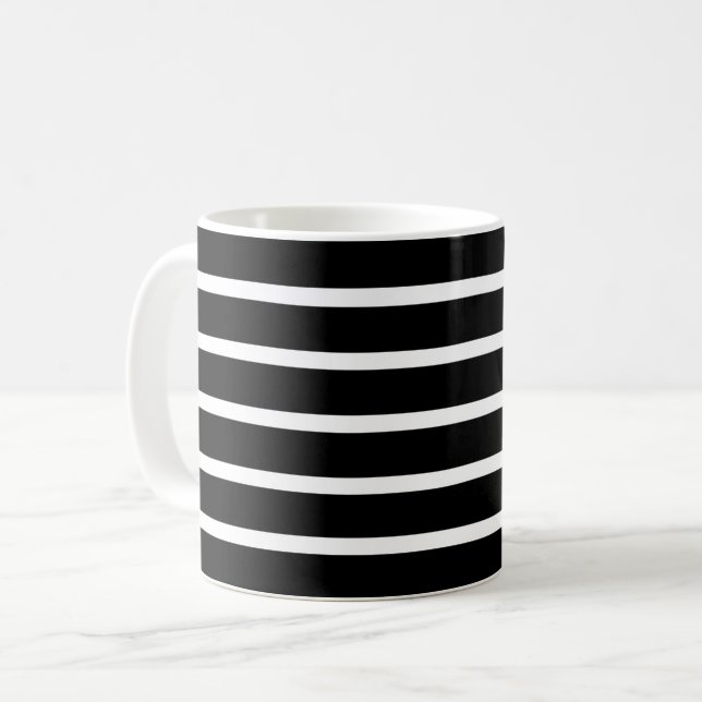 Modern Black and White Rand Kaffemugg (Framsida vänster)