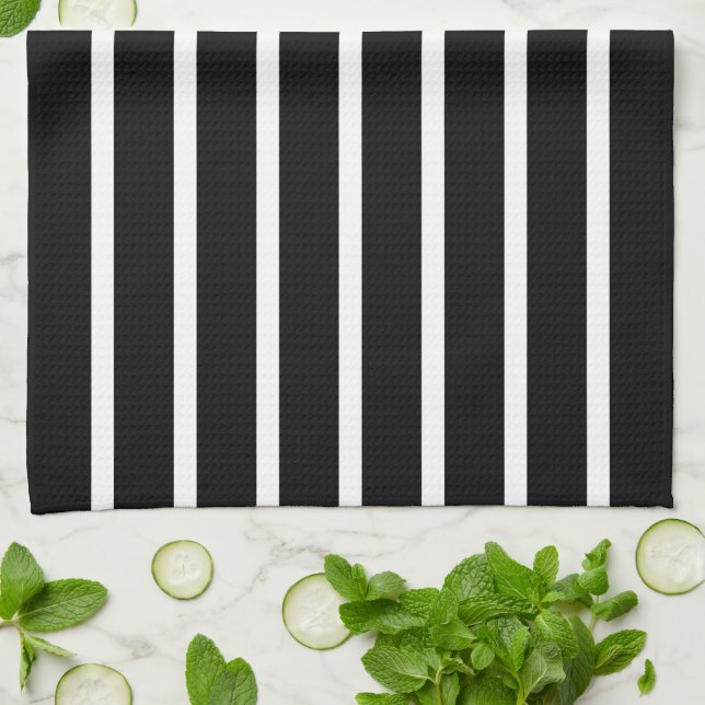 Modern Black and White Rand Kökshandduk (Vikta)