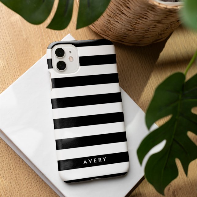 Modern Black and White Rand Personlig Fodral (Skapare uppladdad)