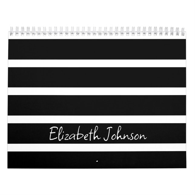 Modern Black and White Rand Personlig Kalender (Omslag)