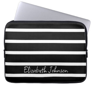 Modern Black and White Rand Personlig Laptop Fodral
