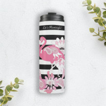 Modern Black and White Rand Rosa Flamingo