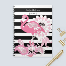 Modern Black and White Rand Rosa Flamingo