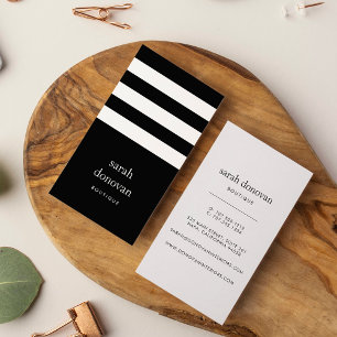 Modern Black and White Rand Visitkort