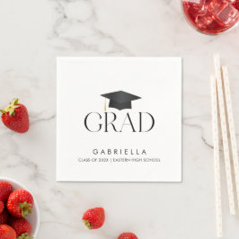 Modern Black and White Script Graduation Pappersservett