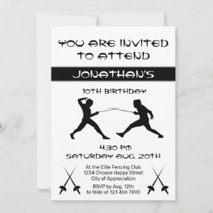 Modern Black and White Silhouette-staket Party Inbjudningar