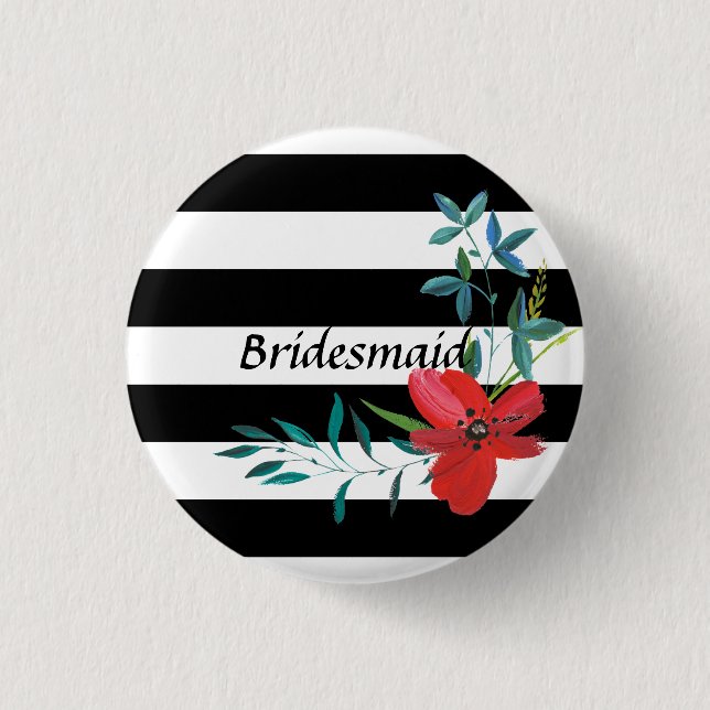 Modern Black and White Stripe Bridesmaid-knapp Knapp (Framsida)