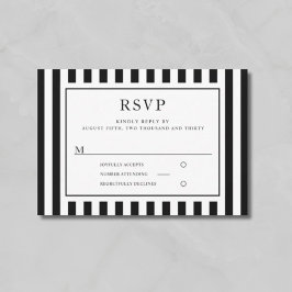 Modern Black And White Stripes Wedding  OSA Kort