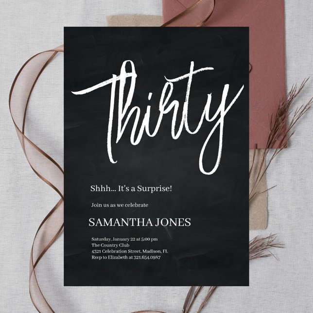 Modern Black and White Thirty 30års födelsedag Par Inbjudningar (Skapare uppladdad)