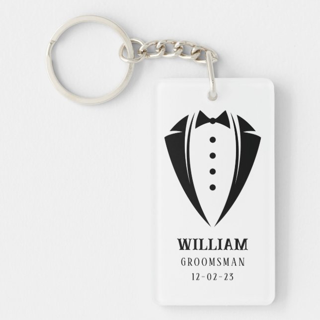 Modern Black and White Tuxedo Groomsman Gift (Framsidan)