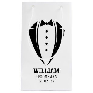 Modern Black and White Tuxedo Groomsman Gift
