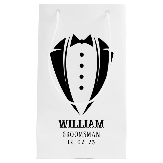 Modern Black and White Tuxedo Groomsman Gift (Framsidan)