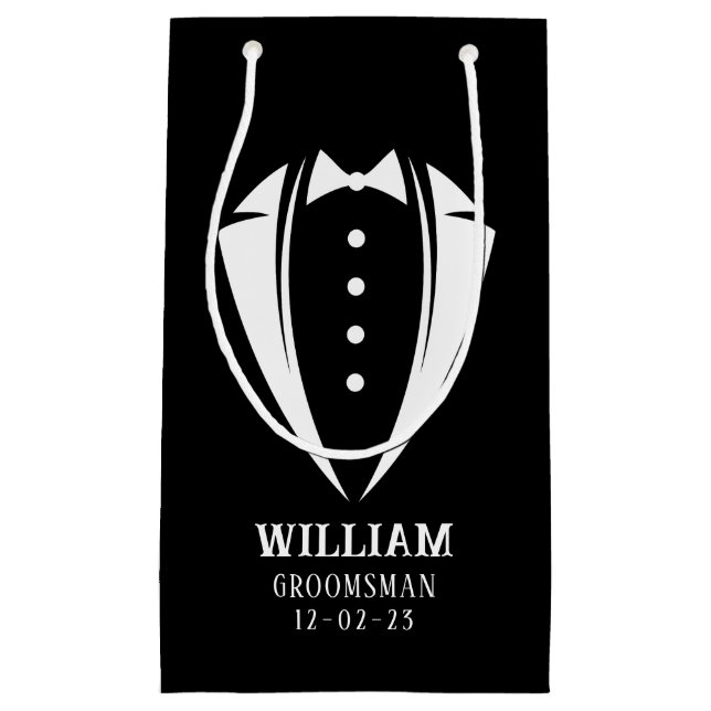 Modern Black and White Tuxedo Groomsman Gift (Framsidan)