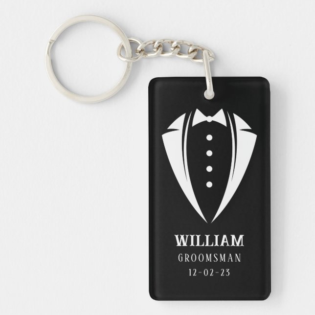 Modern Black and White Tuxedo Groomsman Gift (Framsidan)