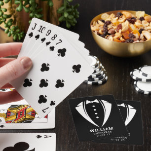 Modern Black and White Tuxedo Groomsman Gift Casinokort