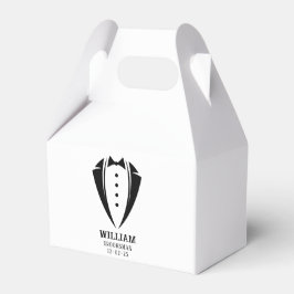 Modern Black and White Tuxedo Groomsman Gift Presentaskar
