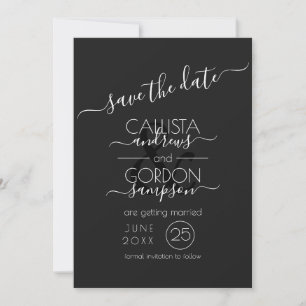 Modern Black and White Typography Bröllop Spara Datumet