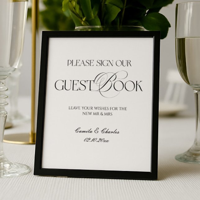 Modern Black and White Wedding Guest Book Poster (Skapare uppladdad)