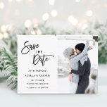 Modern Black and White Wedding Photo Save the Date Meddelande Vykort<br><div class="desc">Simple and Modern Wedding Save the Date Photo Postcard.</div>