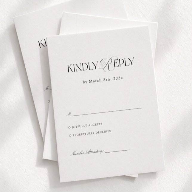 Modern Black and White Wedding Response  Tilläggskort (Skapare uppladdad)