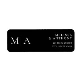 Modern Black and White Wedding Return Address Returadress Etikett