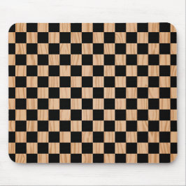 Modern Black and Wood Art Square Pattern Musmatta