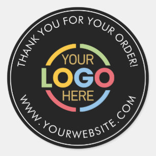 Modern Black Anpassningsbar Business Logotyp Promo Runt Klistermärke
