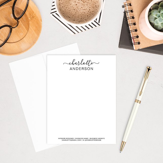 Modern Black Anpassningsbar Calligraphy Namn Busin Anteckningskort (Skapare uppladdad)