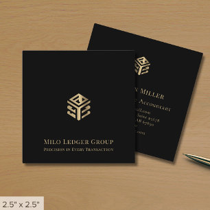Modern Black Anpassningsbar Logotyp Fyrkantigt Visitkort