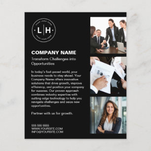 Modern Black Anpassningsbar Logotyp Photo Business Flygblad