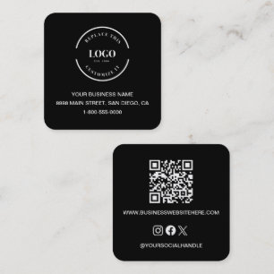 Modern Black anpassningsbar logotyp webbplats QR-k Fyrkantigt Visitkort