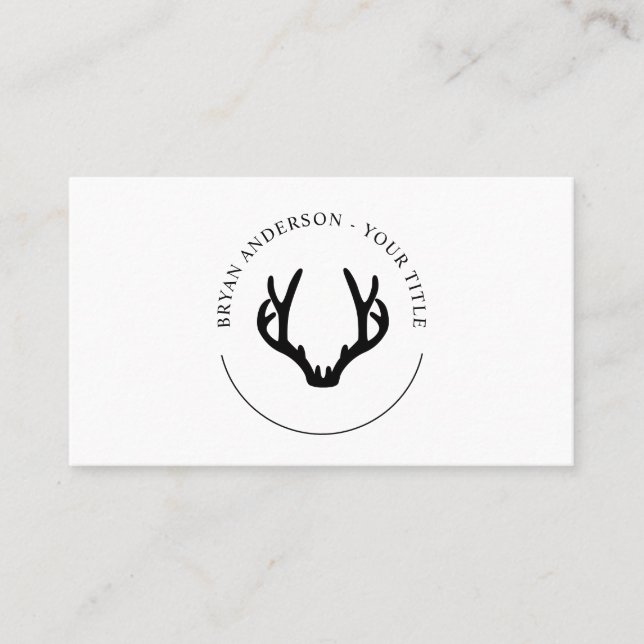 Modern Black Antler Logotyp Affärskort Visitkort (Framsida)