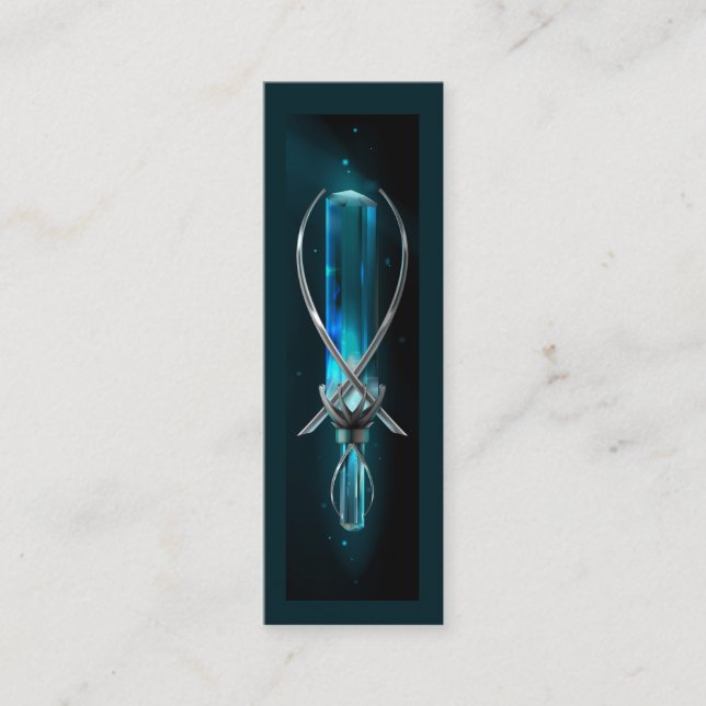 Modern Black Aquamarine Crystal Bookmark Mini Visitkort (Framsida)