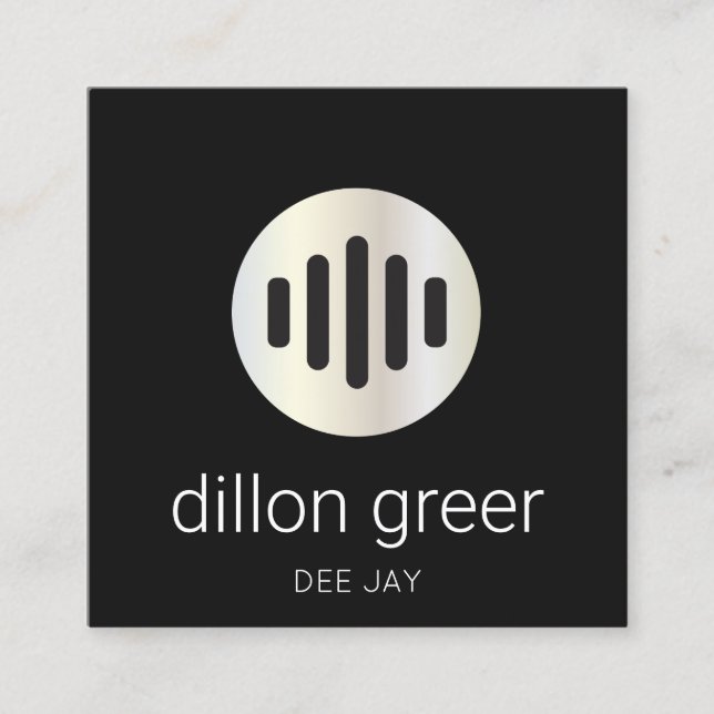 Modern Black Audio Music DJ Fyrkantigt Visitkort (Framsida)