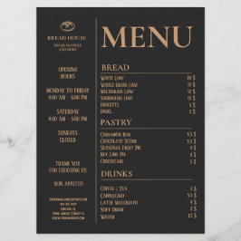 Modern Black Bakery, Caffee Bord Menu Meny