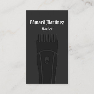 Modern Black Barber Shop Barbershop Hair Clipper Visitkort