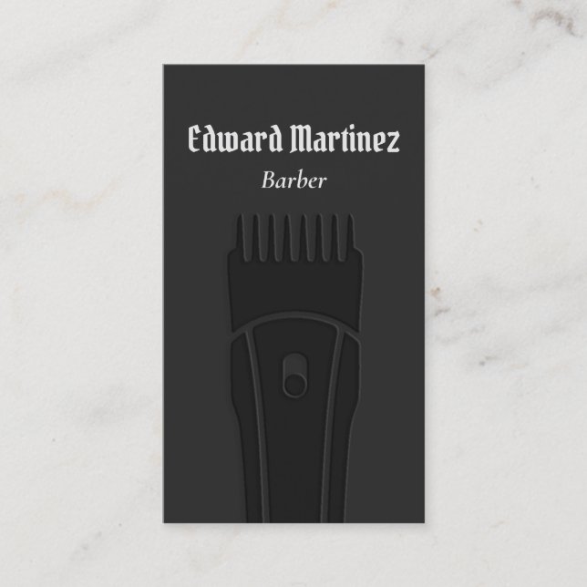 Modern Black Barber Shop Barbershop Hair Clipper Visitkort (Framsida)