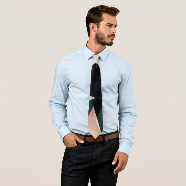 Modern Black Beige Geometric Abstrakt Mönster Slips (In Situ)