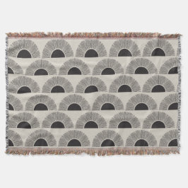 Modern Black & Beige Sunset Abstrakt Art Mönster Filt