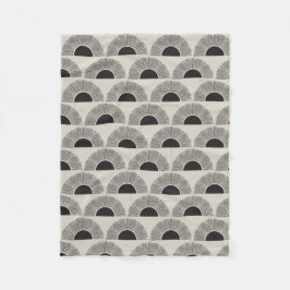 Modern Black & Beige Sunset Abstrakt Art Mönster Fleecefilt