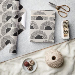 Modern Black & Beige Sunset Abstrakt Art Mönster Presentpapper