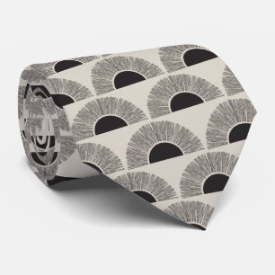 Modern Black & Beige Sunset Abstrakt Art Mönster Slips