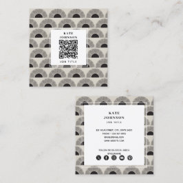 Modern Black & Beige Sunset Abstrakt Art QR-kod Fyrkantigt Visitkort
