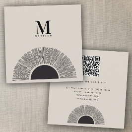 Modern Black & Beige Sunset Abstrakt Art QR-kod Fyrkantigt Visitkort
