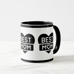 Modern Black Best Mamma Lycklig Mors dag Heart Mugg