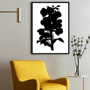 Modern Black Bläck Abstrakt Garden Blommigt Art Poster