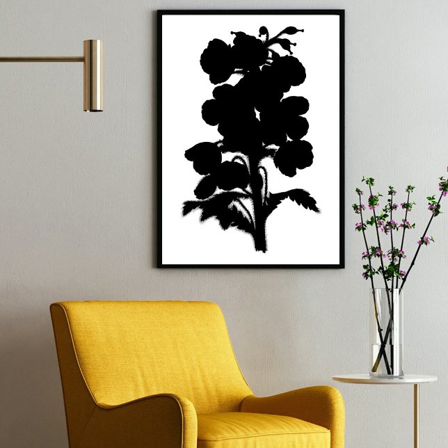 Modern Black Bläck Abstrakt Garden Blommigt Art Poster (Modern Black Ink Abstract Garden Floral Art Poster)