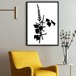 Modern Black Bläck Abstrakt Wildblomma Blommigt Ar Poster