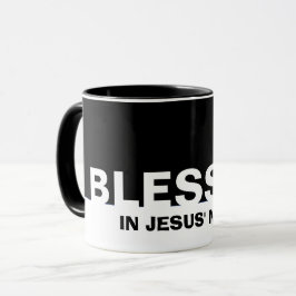Modern Black BLESSED i Jesu Namn Christian Mugg