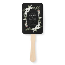 Modern Black Blommigt botaniskt Bröllopsprogram